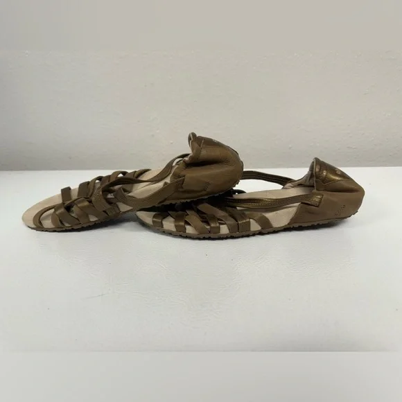 Ahnu Maia Sandals Gold Brown Strappy Leather Metallic Comfort Boho Women 10.5 - Picture 4 of 7